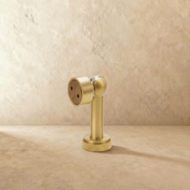 Solid Brass Magnetic Door Stop with Knurled Base, Industrial Floor Mounted Door Holder, Holds Doors Open, 3 Finishes, 3.2in