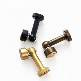 Solid Brass Magnetic Door Stop with Knurled Base, Industrial Floor Mounted Door Holder, Holds Doors Open, 3 Finishes, 3.2in