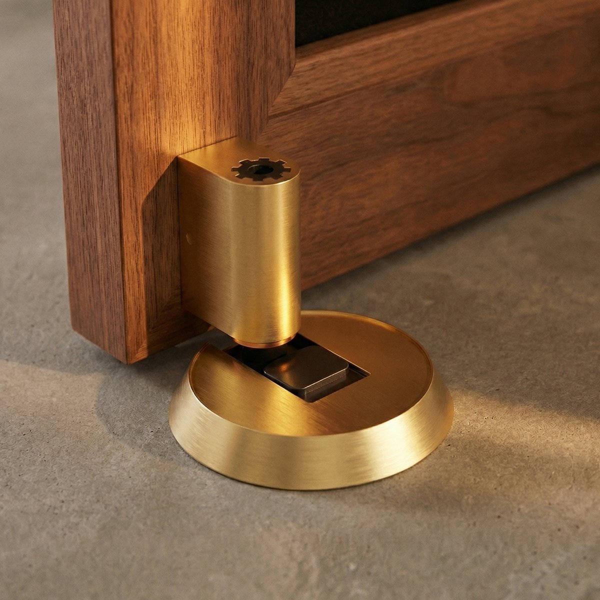 Magnetic Floor Door Holder, Modern Cylindrical Door Catch for Tile Wood & Concrete Floors, Hands Free Hold, 4 Finishes, 2.5in