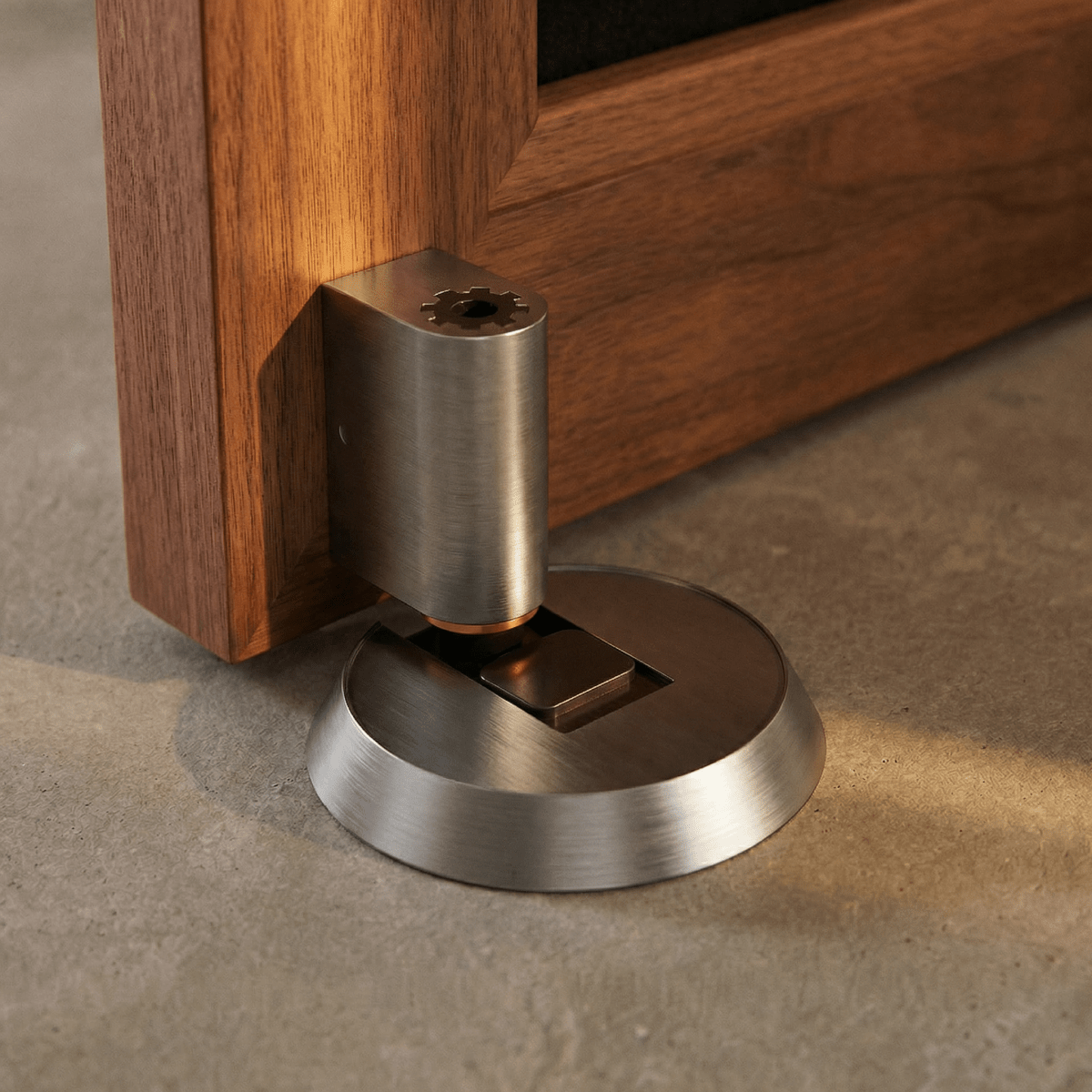 Magnetic Floor Door Holder, Modern Cylindrical Door Catch for Tile Wood & Concrete Floors, Hands Free Hold, 4 Finishes, 2.5in