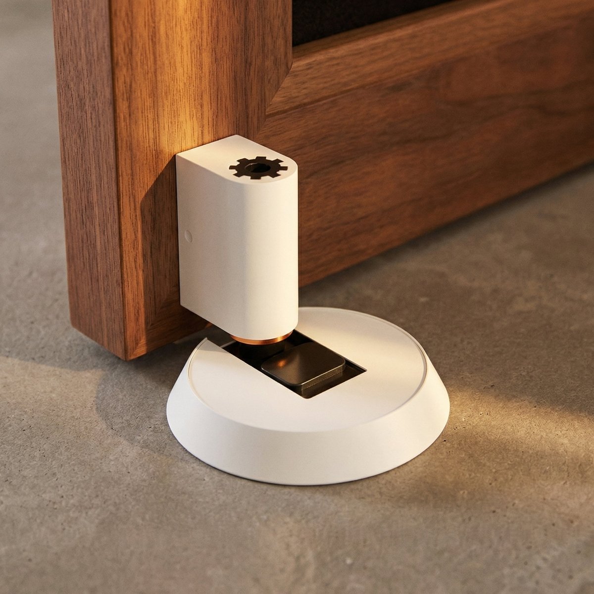 Magnetic Floor Door Holder, Modern Cylindrical Door Catch for Tile Wood & Concrete Floors, Hands Free Hold, 4 Finishes, 2.5in
