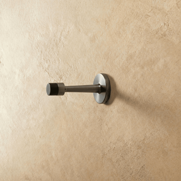 Wall Mounted Door Stop in Zinc Alloy, Minimalist Cylindrical Wall Protector for Home & Office, Extended Arm, 3 Finishes, 3.1in