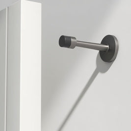 Wall Mounted Door Stop in Zinc Alloy, Minimalist Cylindrical Wall Protector for Home & Office, Extended Arm, 3 Finishes, 3.1in