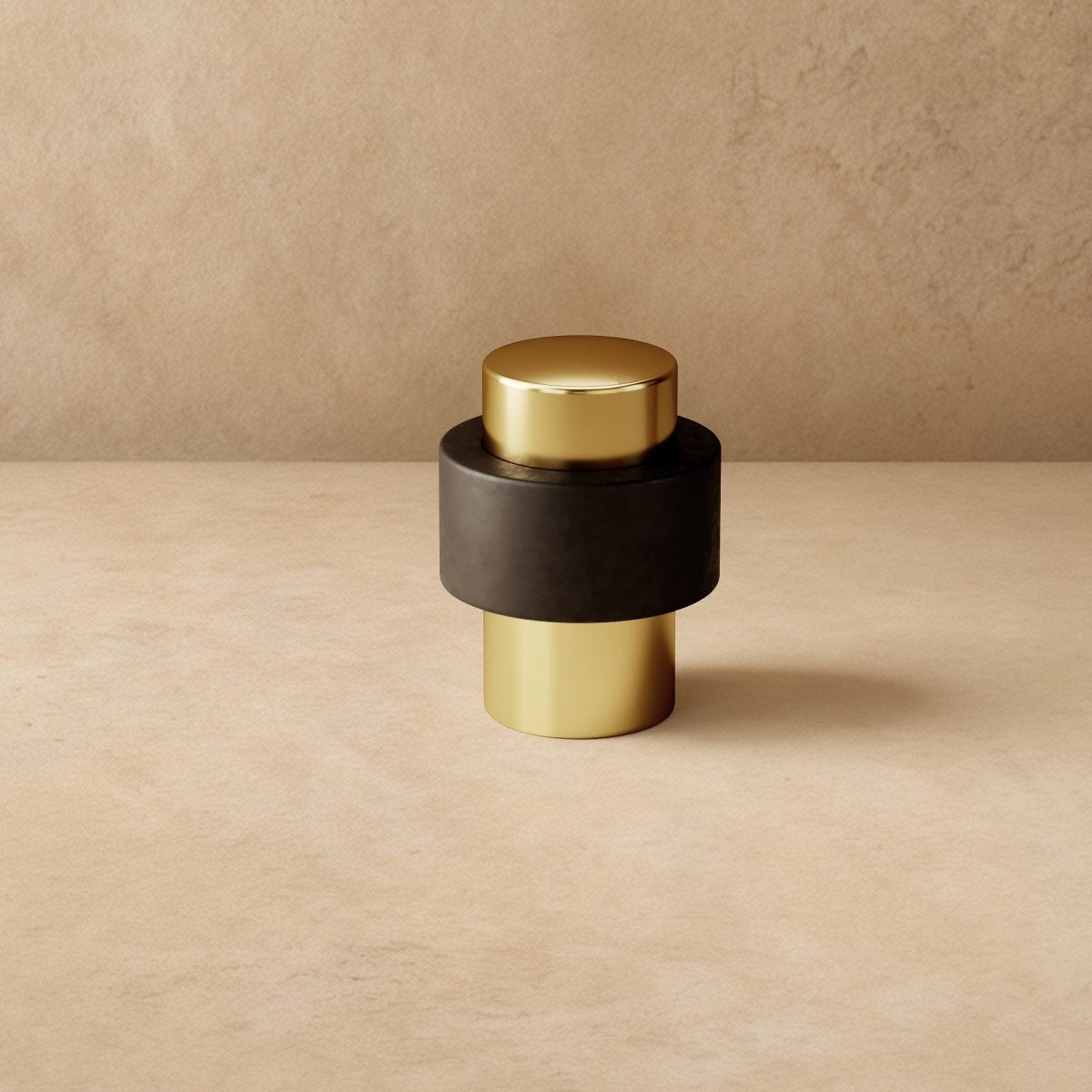 Solid Brass Floor Door Stop, Modern Cylinder Door Stopper for Bedroom & Office, Smooth or Knurled, 3 Finishes, 1-1.5in