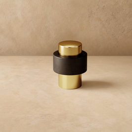 Solid Brass Floor Door Stop, Modern Cylinder Door Stopper for Bedroom & Office, Smooth or Knurled, 3 Finishes, 1-1.5in