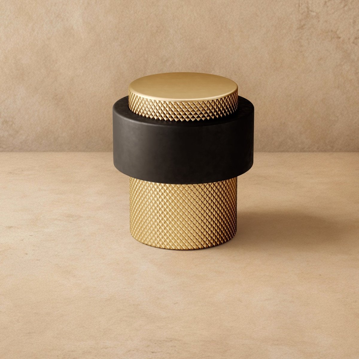 Solid Brass Floor Door Stop, Modern Cylinder Door Stopper for Bedroom & Office, Smooth or Knurled, 3 Finishes, 1-1.5in