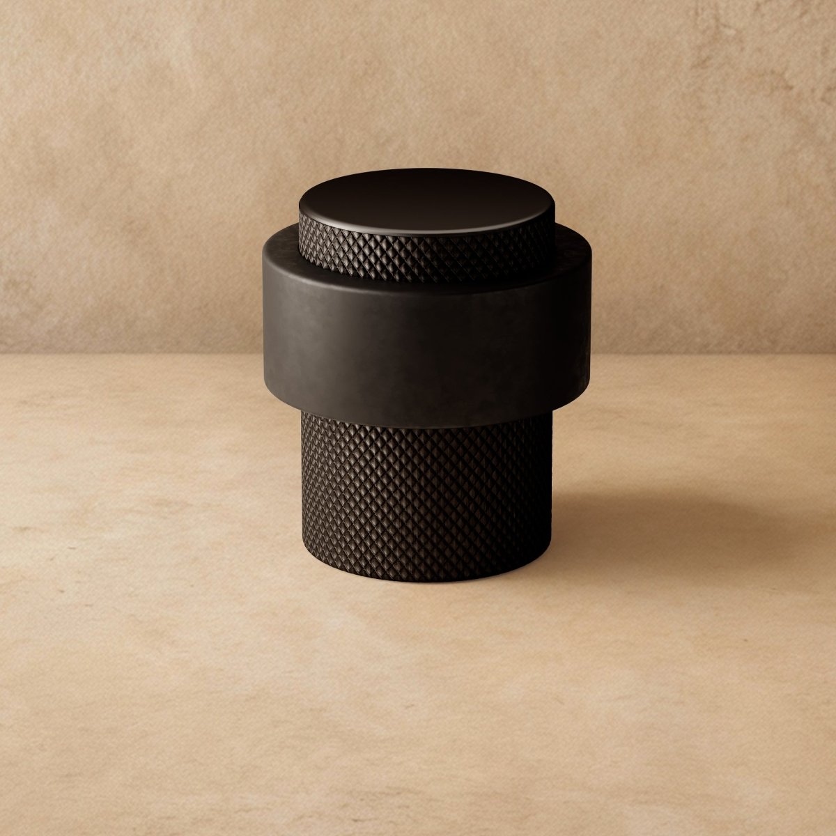 Solid Brass Floor Door Stop, Modern Cylinder Door Stopper for Bedroom & Office, Smooth or Knurled, 3 Finishes, 1-1.5in