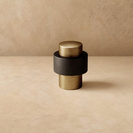 Solid Brass Floor Door Stop, Modern Cylinder Door Stopper for Bedroom & Office, Smooth or Knurled, 3 Finishes, 1-1.5in