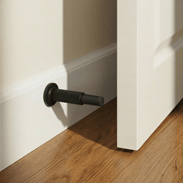 Tall Knurled Solid Brass Door Stop with Rubber Cap, Industrial Floor or Wall Mounted Door Stopper, 4 Finishes, 3.9in