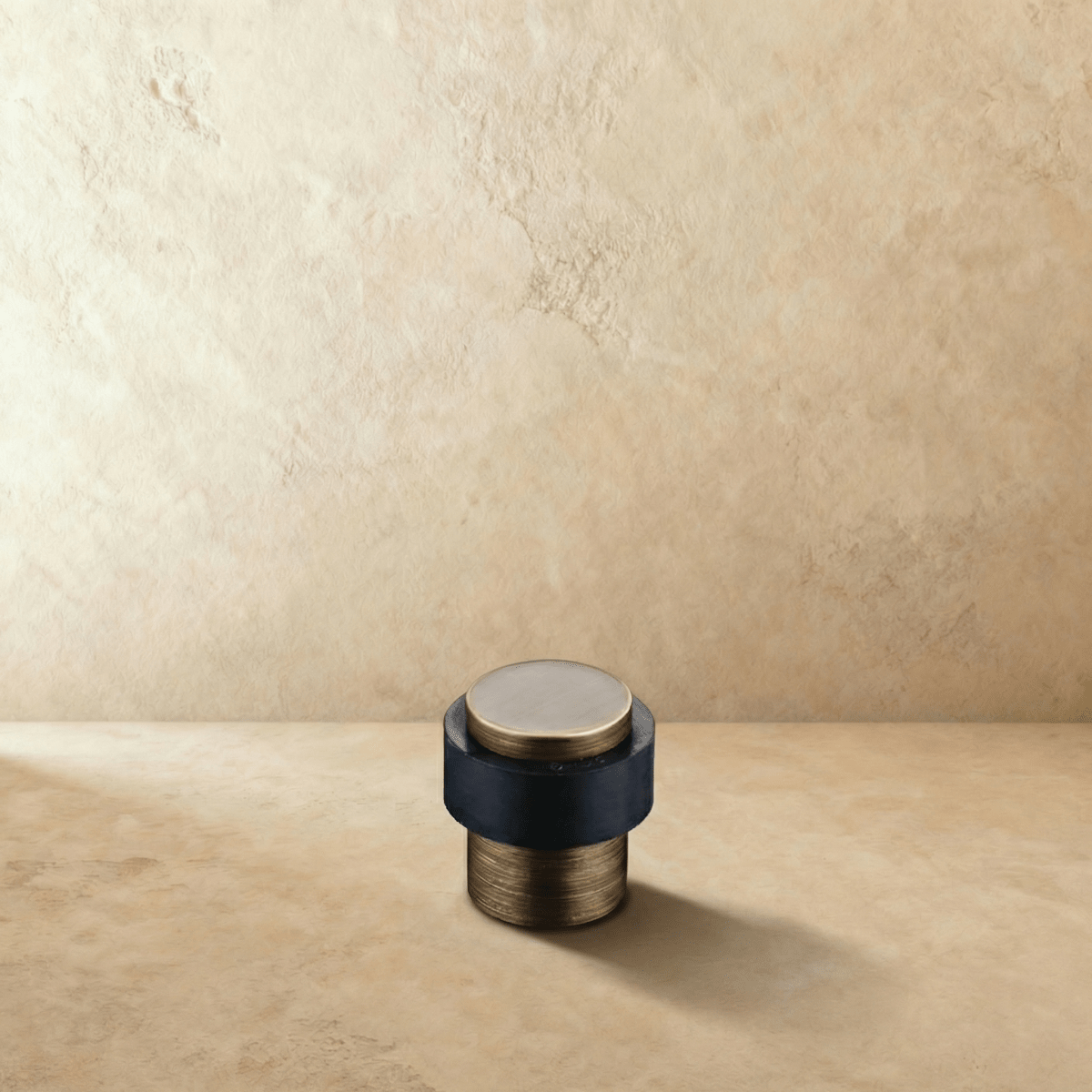 Solid Brass Door Stop with Rubber Ring, Industrial Floor Mounted Door Stopper, Non-Magnetic, 3 Finishes, 1.5in