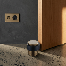Solid Brass Door Stop with Rubber Ring, Industrial Floor Mounted Door Stopper, Non-Magnetic, 3 Finishes, 1.5in