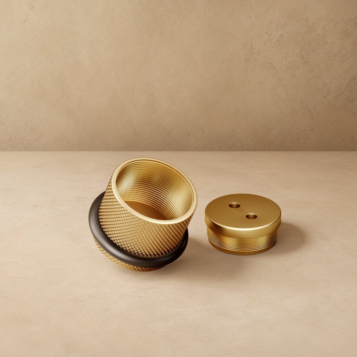 Knurled Solid Brass Door Stop with Rubber Ring, Industrial Floor Mounted Door Stopper & Wall Protector, 4 Finishes, 1.4in