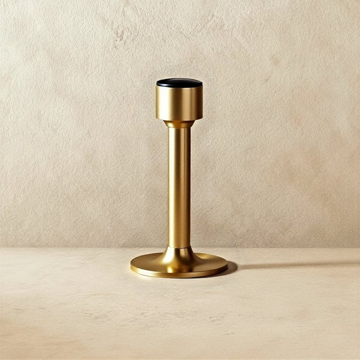 Tall Solid Brass Floor Door Stop with Rubber Tip, Modern Door Stopper, Adhesive or Screw Mount, 4 Finishes, 3.2-4in