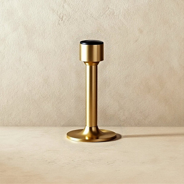Tall Solid Brass Floor Door Stop with Rubber Tip, Modern Door Stopper, Adhesive or Screw Mount, 4 Finishes, 3.2-4in