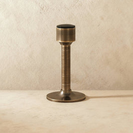 Tall Solid Brass Floor Door Stop with Rubber Tip, Modern Door Stopper, Adhesive or Screw Mount, 4 Finishes, 3.2-4in