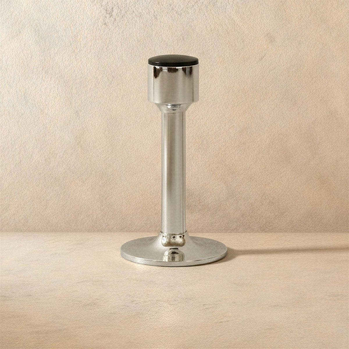Tall Solid Brass Floor Door Stop with Rubber Tip, Modern Door Stopper, Adhesive or Screw Mount, 4 Finishes, 3.2-4in