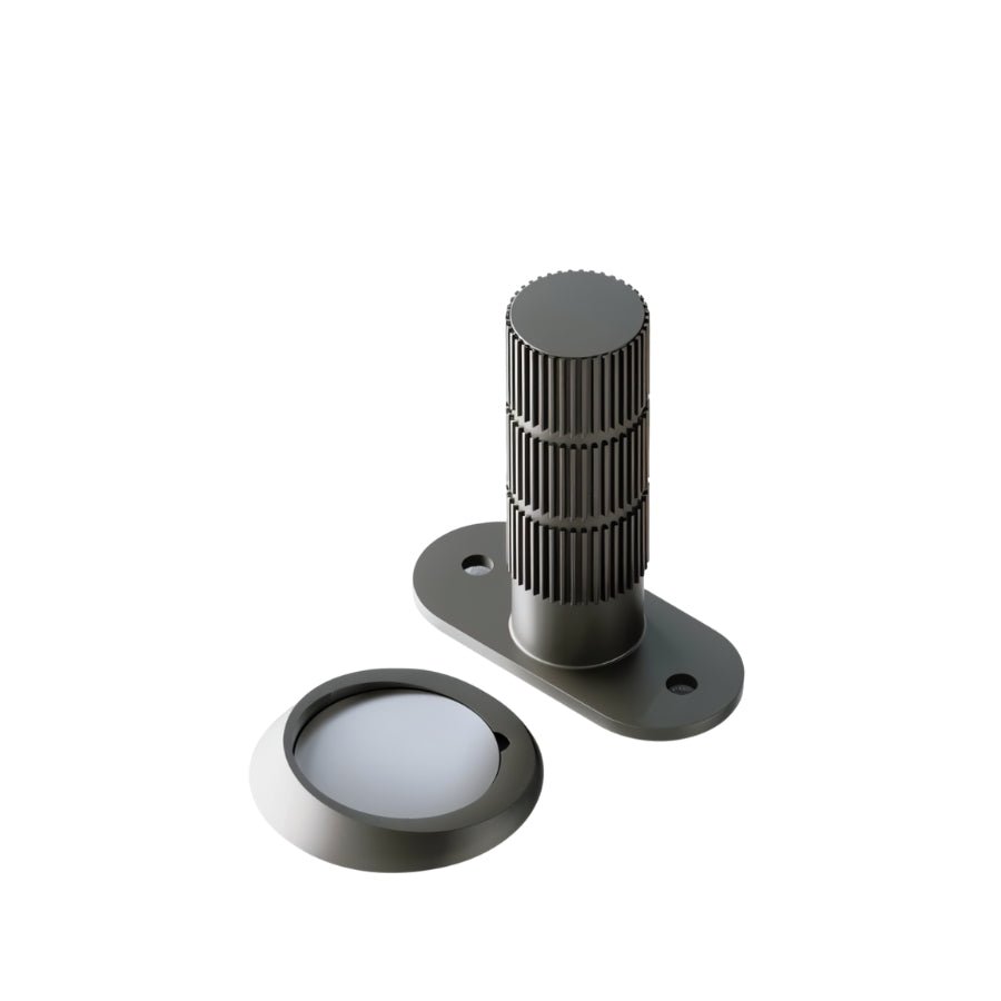Knurled Magnetic Door Stop on Oval Floor Plate, Industrial Floor Mounted Door Holder, Metal Alloy, 4 Finishes, 1.8in