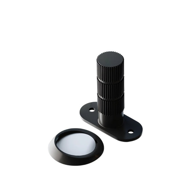 Knurled Magnetic Door Stop on Oval Floor Plate, Industrial Floor Mounted Door Holder, Metal Alloy, 4 Finishes, 1.8in