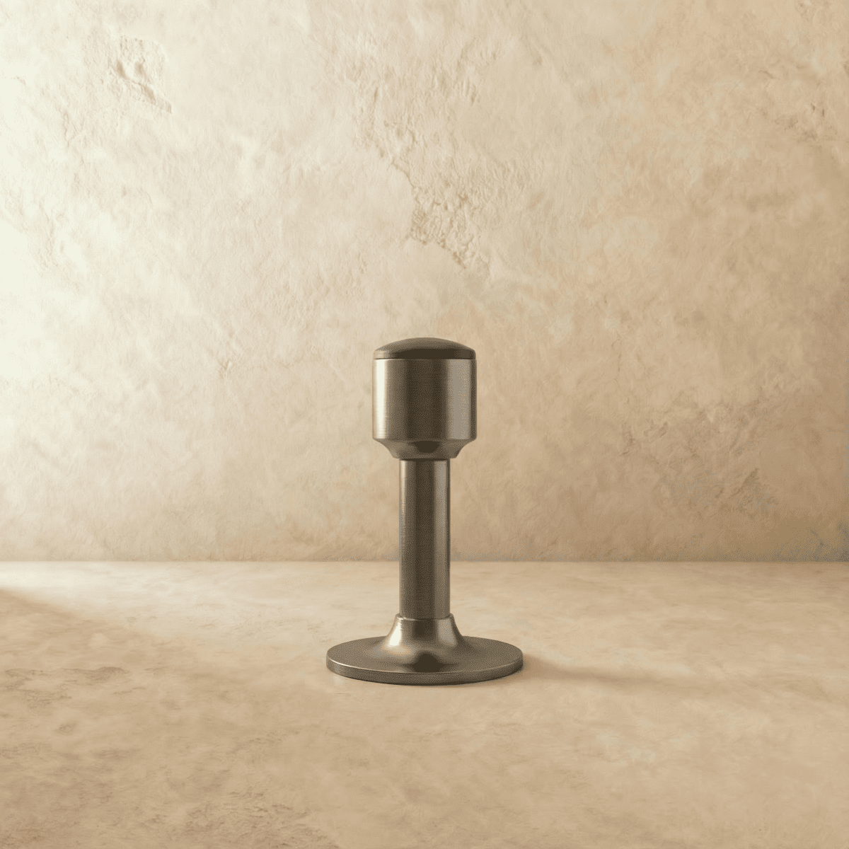 Tall Tapered Magnetic Door Stop in Solid Brass, Modern Floor Mounted Door Holder, Wide Stable Base, 4 Finishes, 3.2-4in