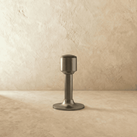 Tall Tapered Magnetic Door Stop in Solid Brass, Modern Floor Mounted Door Holder, Wide Stable Base, 4 Finishes, 3.2-4in