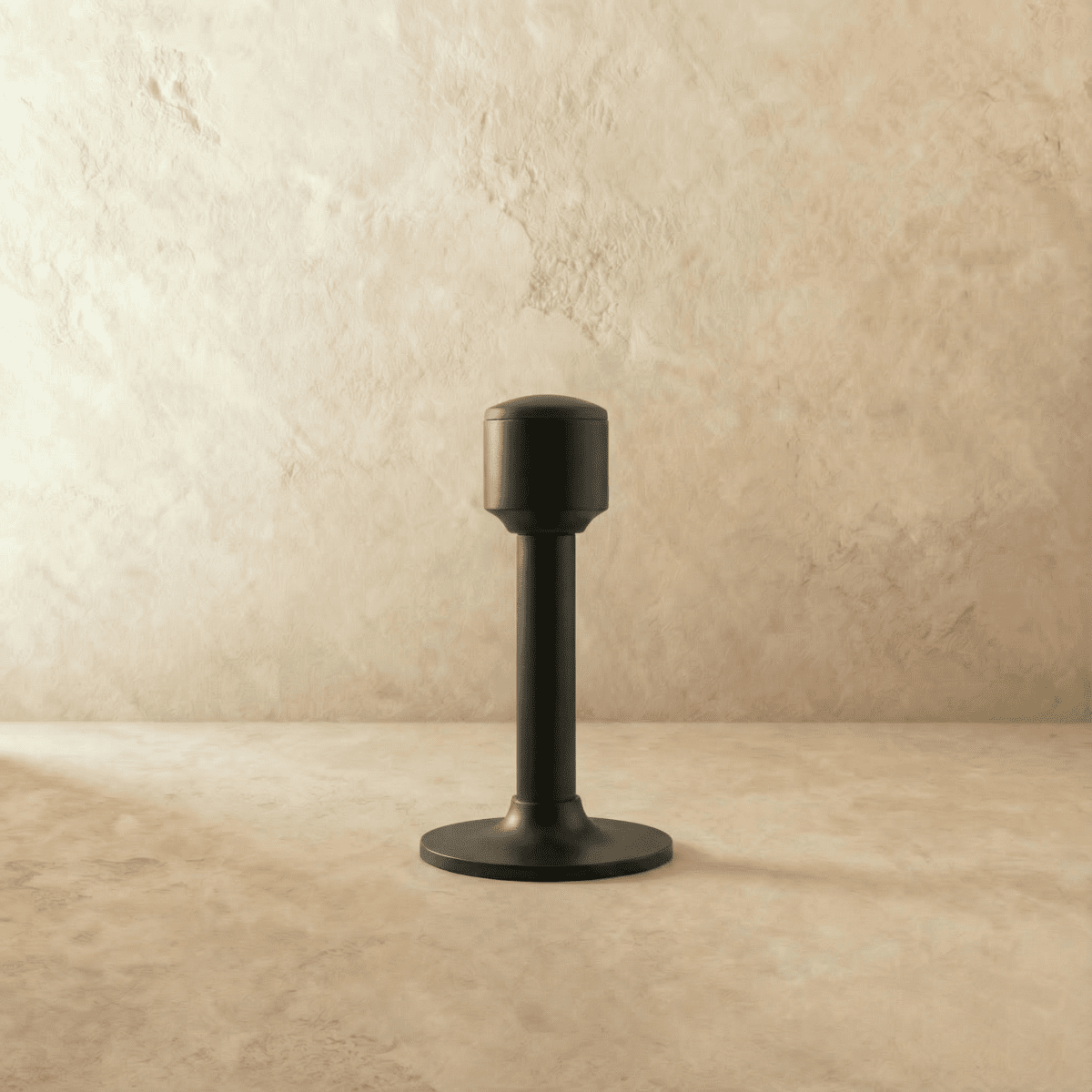Tall Tapered Magnetic Door Stop in Solid Brass, Modern Floor Mounted Door Holder, Wide Stable Base, 4 Finishes, 3.2-4in