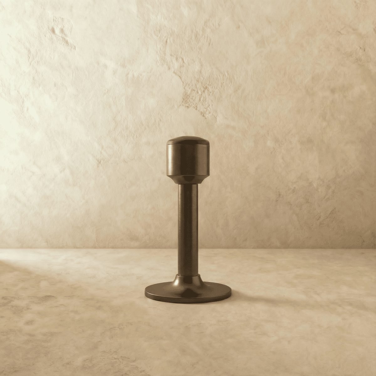 Tall Tapered Magnetic Door Stop in Solid Brass, Modern Floor Mounted Door Holder, Wide Stable Base, 4 Finishes, 3.2-4in
