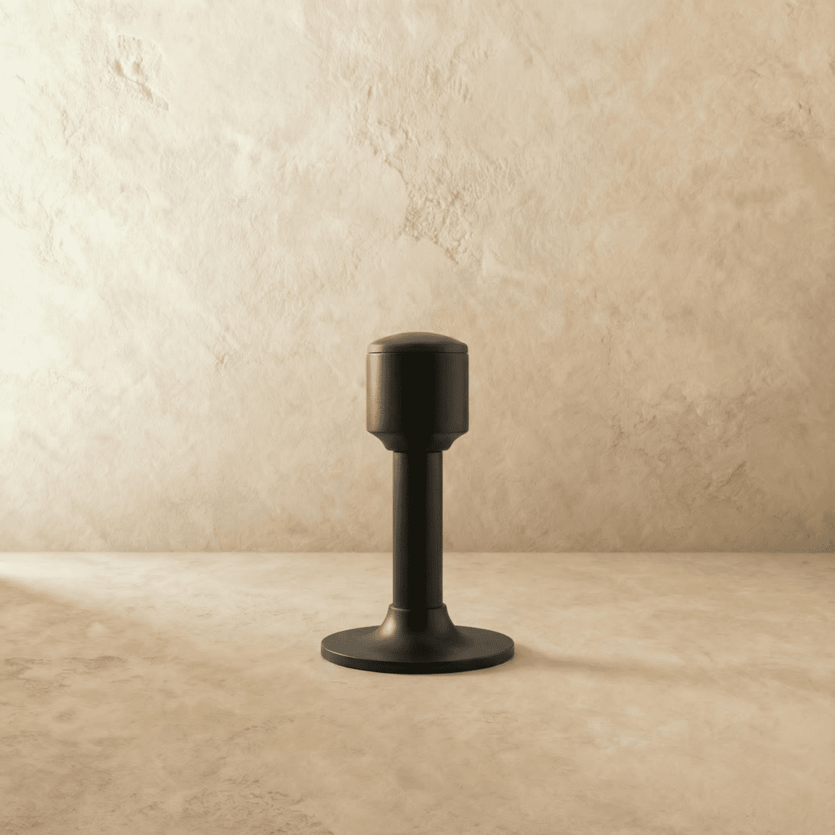 Tall Tapered Magnetic Door Stop in Solid Brass, Modern Floor Mounted Door Holder, Wide Stable Base, 4 Finishes, 3.2-4in