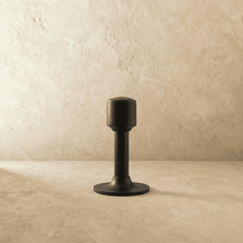 Tall Tapered Magnetic Door Stop in Solid Brass, Modern Floor Mounted Door Holder, Wide Stable Base, 4 Finishes, 3.2-4in