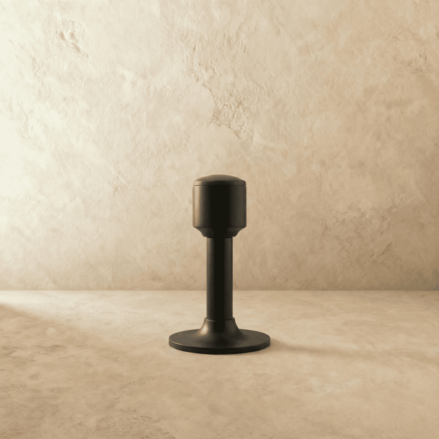 Tall Tapered Magnetic Door Stop in Solid Brass, Modern Floor Mounted Door Holder, Wide Stable Base, 4 Finishes, 3.2-4in