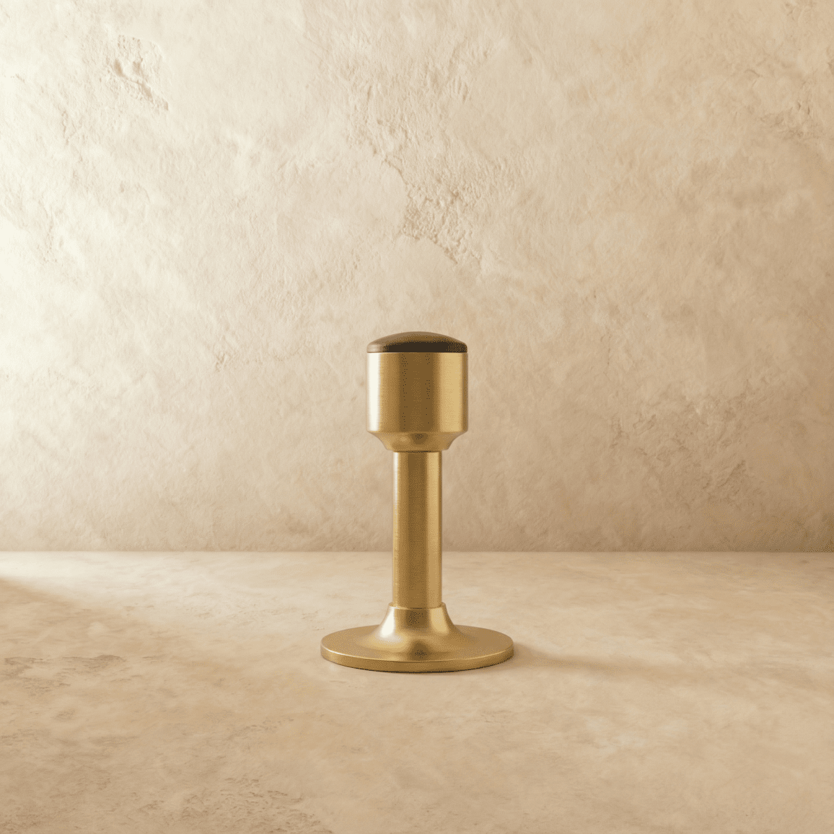 Tall Tapered Magnetic Door Stop in Solid Brass, Modern Floor Mounted Door Holder, Wide Stable Base, 4 Finishes, 3.2-4in