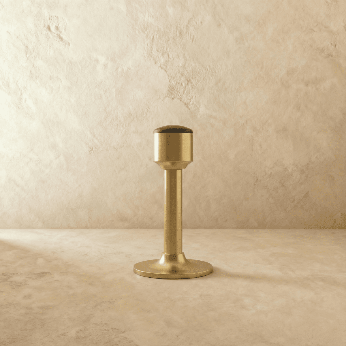 Tall Tapered Magnetic Door Stop in Solid Brass, Modern Floor Mounted Door Holder, Wide Stable Base, 4 Finishes, 3.2-4in