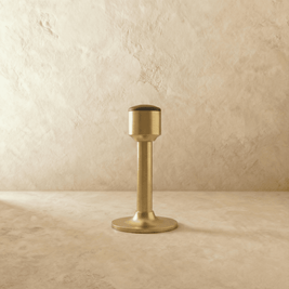 Tall Tapered Magnetic Door Stop in Solid Brass, Modern Floor Mounted Door Holder, Wide Stable Base, 4 Finishes, 3.2-4in