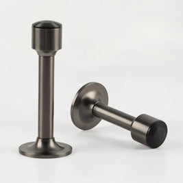 Tall Tapered Magnetic Door Stop in Solid Brass, Modern Floor Mounted Door Holder, Wide Stable Base, 4 Finishes, 3.2-4in