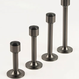 Tall Tapered Magnetic Door Stop in Solid Brass, Modern Floor Mounted Door Holder, Wide Stable Base, 4 Finishes, 3.2-4in