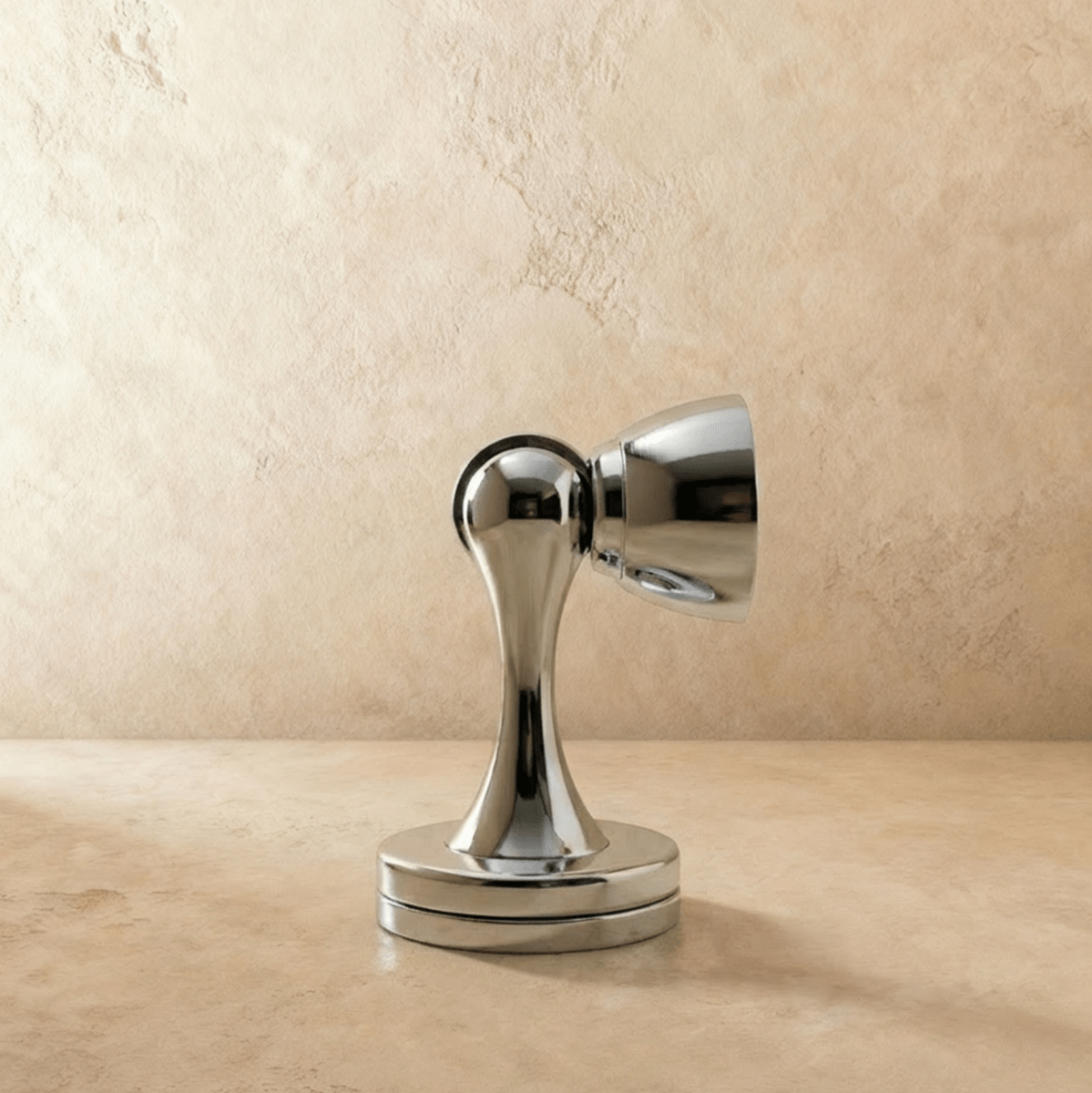 Curved Solid Brass Magnetic Door Holder, Modern Floor Mounted Door Catch, Soft Action Hold, 6 Finishes, 2.8in