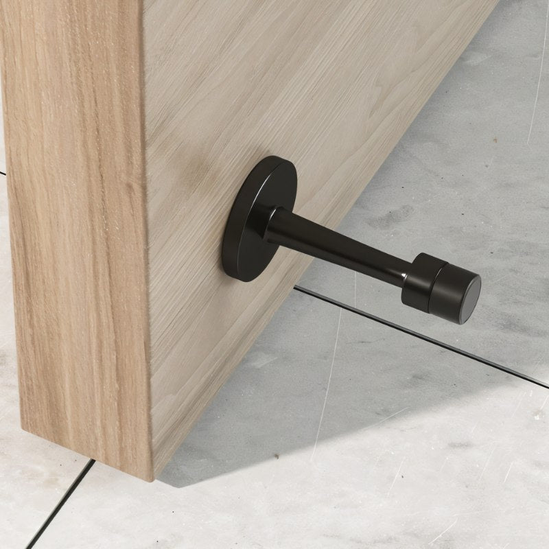 Wall Mounted Door Stop in Zinc Alloy, Minimalist Cylindrical Wall Protector for Home & Office, Extended Arm, 3 Finishes, 3.1in