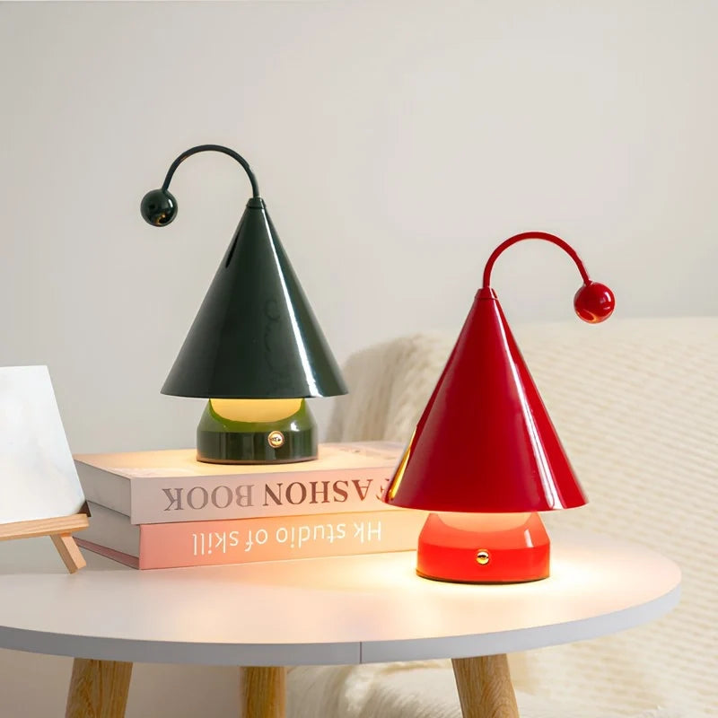 Cordless Table Lamp, Rechargeable Cone Lamp, Dimmable 3 Color LED, 7.9in