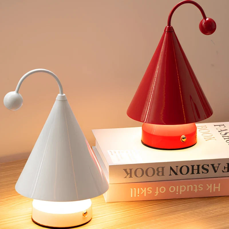 Cordless Table Lamp, Rechargeable Cone Lamp, Dimmable 3 Color LED, 7.9in