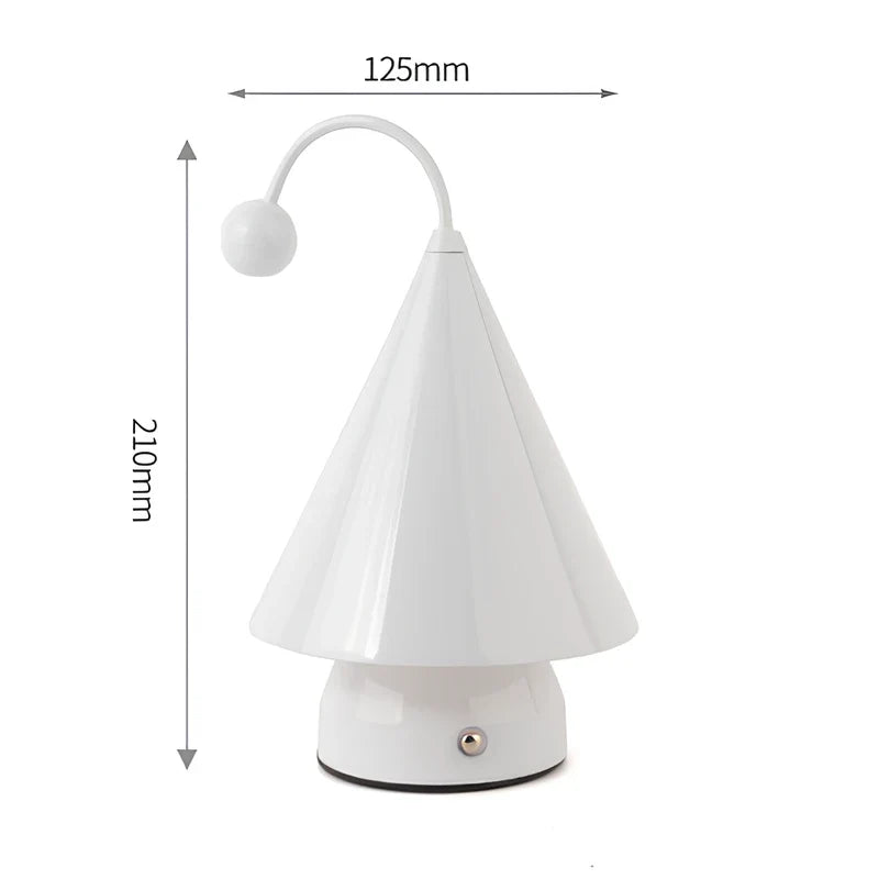 Cordless Table Lamp, Rechargeable Cone Lamp, Dimmable 3 Color LED, 7.9in