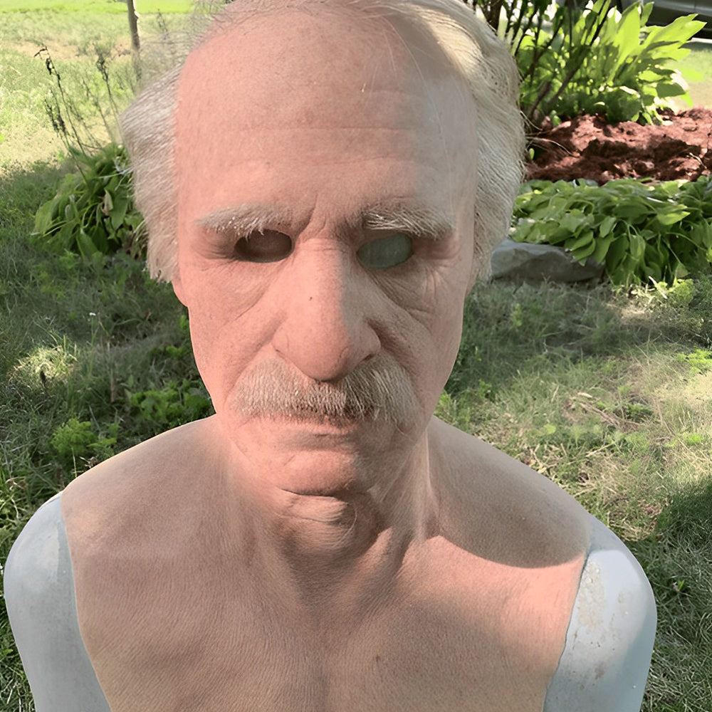 Realistic Latex Character Mask with Movable Mouth, Full Head Halloween & Cosplay Mask for Adults, Old Man, Witch & Santa, 23 Styles