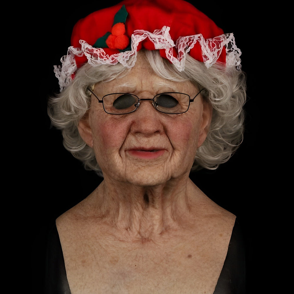 Realistic Latex Character Mask with Movable Mouth, Full Head Halloween & Cosplay Mask for Adults, Old Man, Witch & Santa, 23 Styles