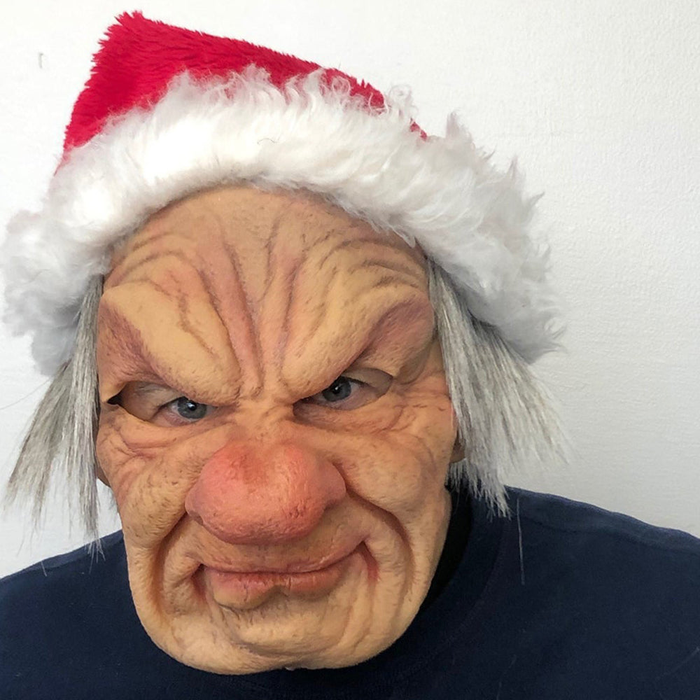 Realistic Latex Character Mask with Movable Mouth, Full Head Halloween & Cosplay Mask for Adults, Old Man, Witch & Santa, 23 Styles