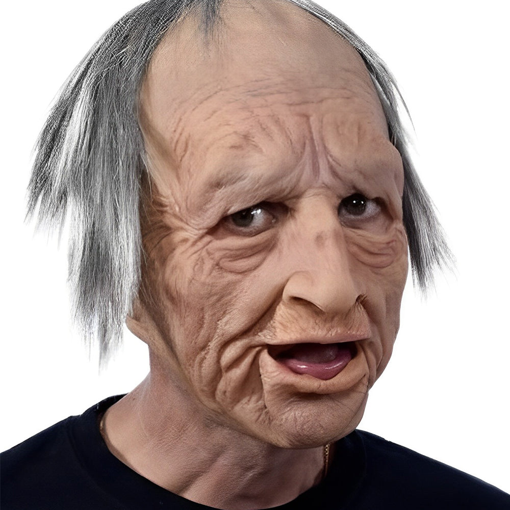 Realistic Latex Character Mask with Movable Mouth, Full Head Halloween & Cosplay Mask for Adults, Old Man, Witch & Santa, 23 Styles