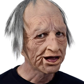 Realistic Latex Character Mask with Movable Mouth, Full Head Halloween & Cosplay Mask for Adults, Old Man, Witch & Santa, 23 Styles
