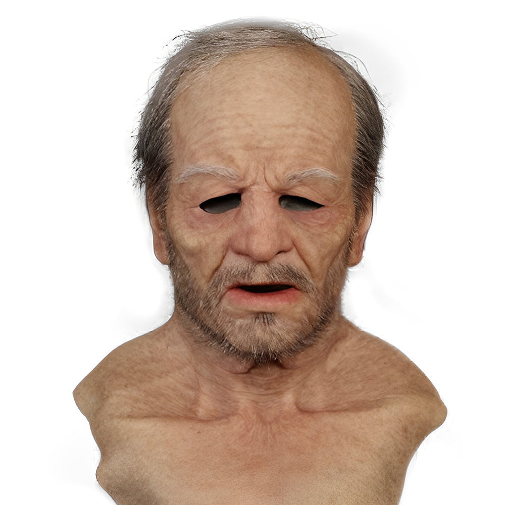 Realistic Latex Character Mask with Movable Mouth, Full Head Halloween & Cosplay Mask for Adults, Old Man, Witch & Santa, 23 Styles