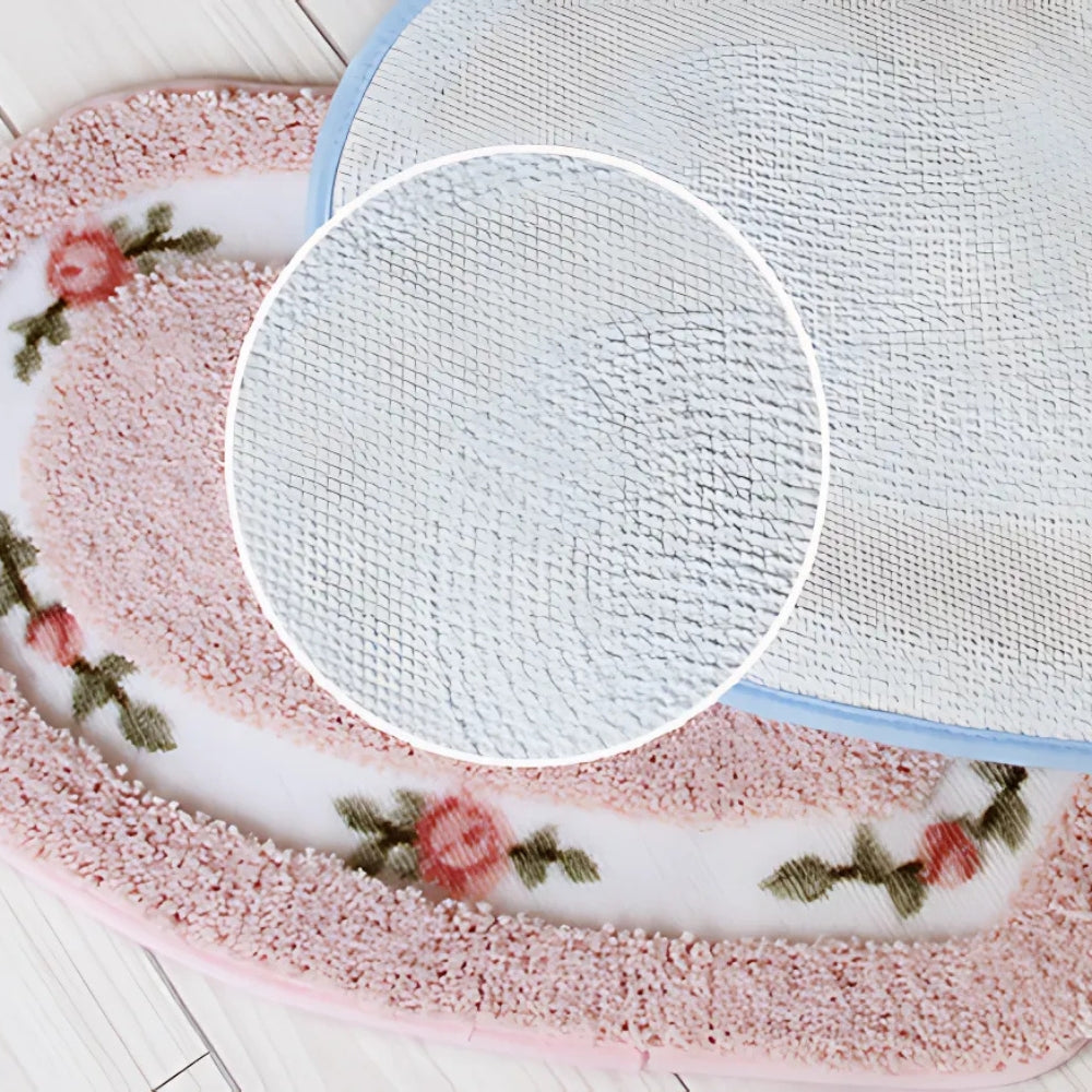 Heart Shaped Bath Mat with Tufted Floral Border, Soft Bathroom & Bedroom Mat, Machine Washable Non Slip, 6 Colors