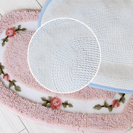 Heart Shaped Bath Mat with Tufted Floral Border, Soft Bathroom & Bedroom Mat, Machine Washable Non Slip, 6 Colors