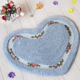 Heart Shaped Bath Mat with Tufted Floral Border, Soft Bathroom & Bedroom Mat, Machine Washable Non Slip, 6 Colors