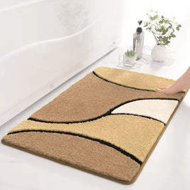 Plush Bath Rug with Carved Wave Texture, Soft Absorbent Bathroom & Shower Mat, Quick Dry Non Slip, 2 Colors, 2 Sizes