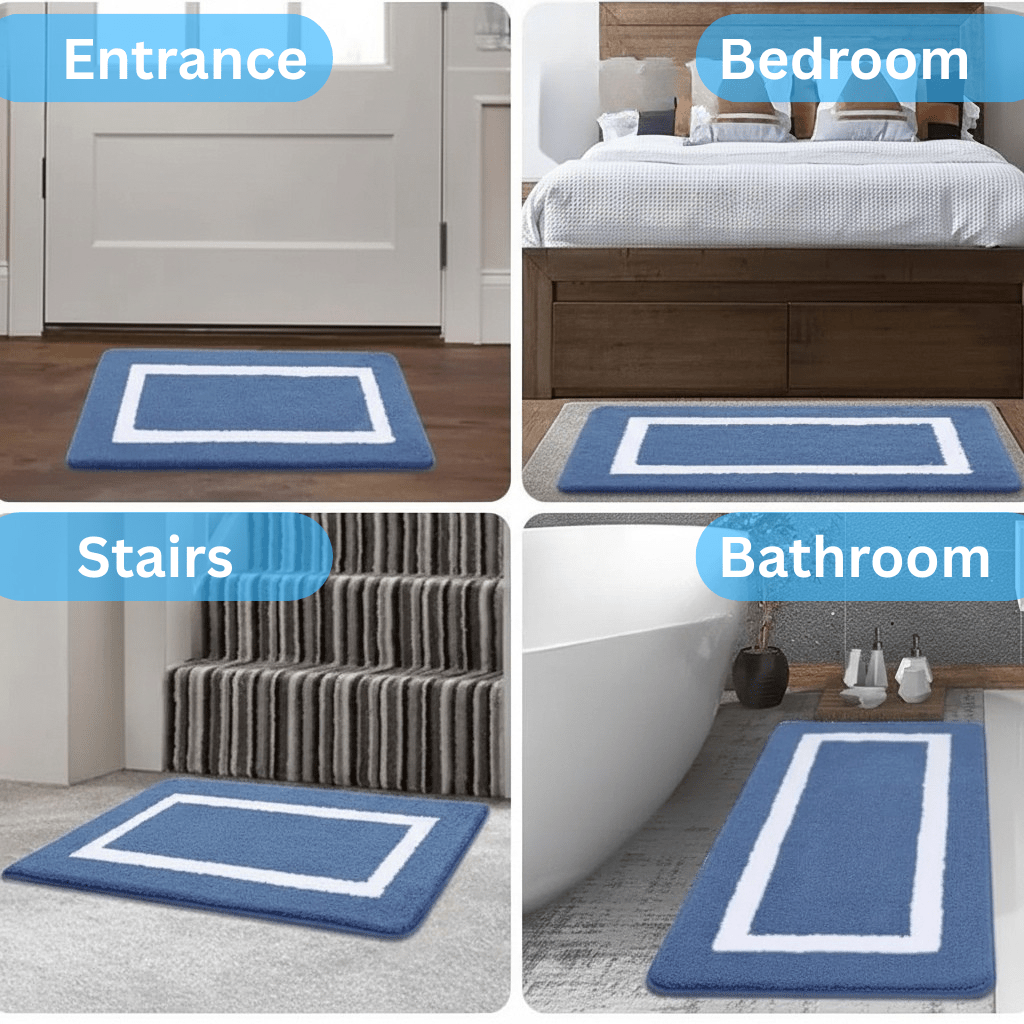 Striped Bath Mat in Soft Microfiber, Bathroom, Bedroom & Living Room Mat, Machine Washable Non Slip, 4 Colors, 2 Sizes